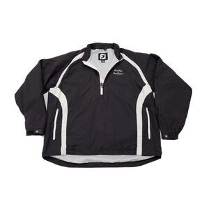 FootJoy Men’s Golf Windjacket Sz Large1/4 Zip Pockets Black/White